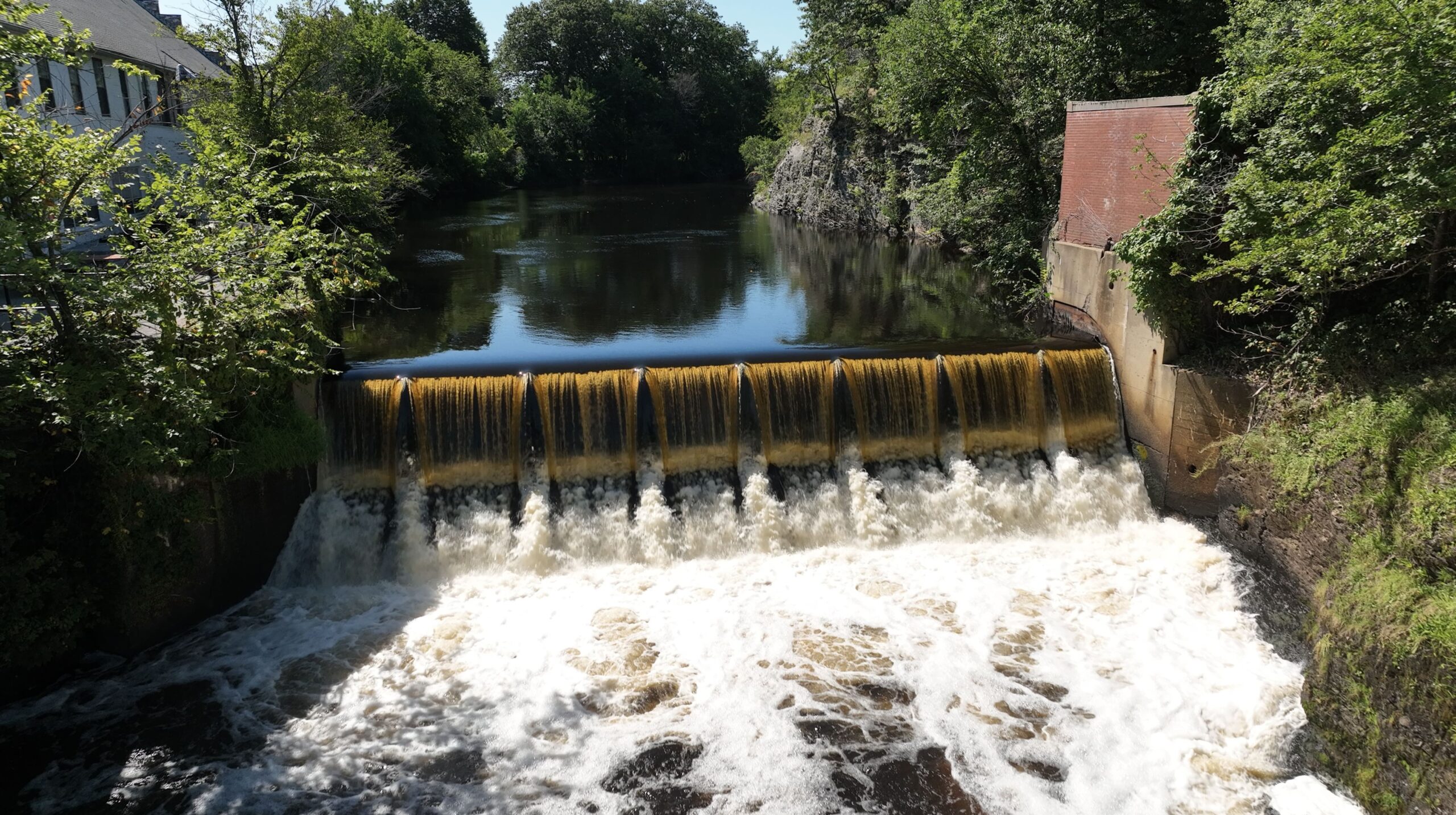 waterfall drone shot